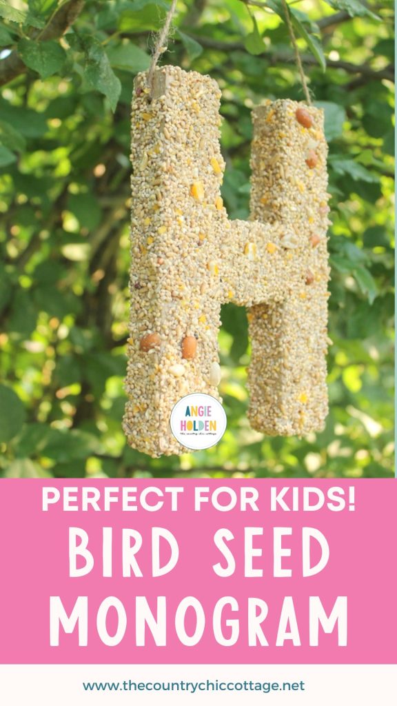 easy kids craft: bird seed monogram feeder