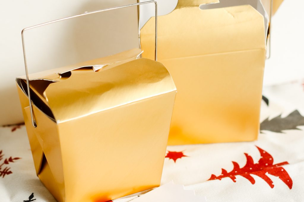 gold takeout containers