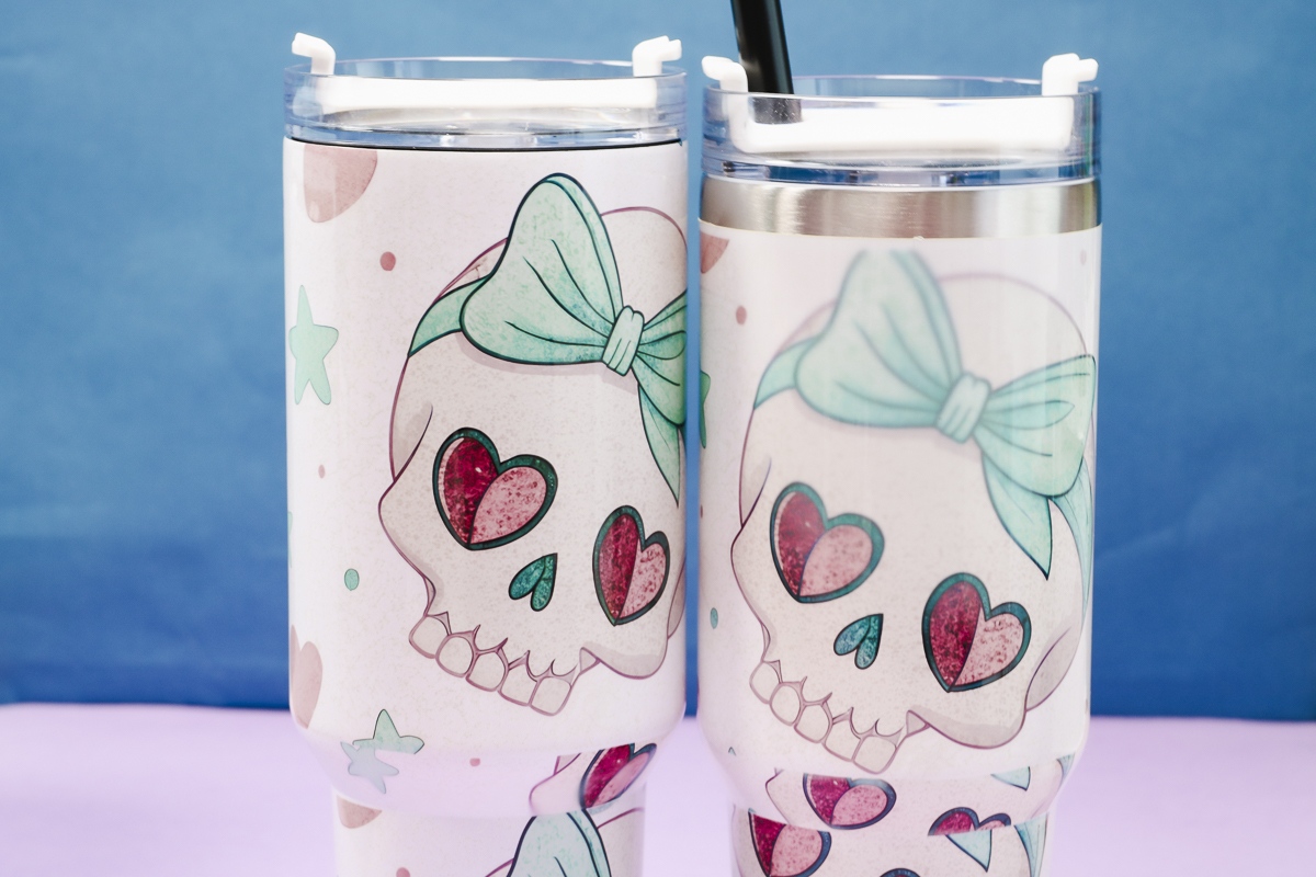 Finished 40-ounce sublimation tumblers.