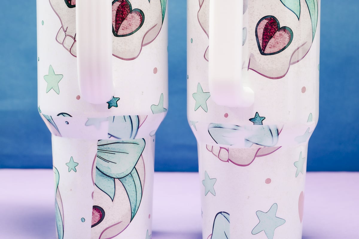 Close up of 40-ounce tumbler curved section.