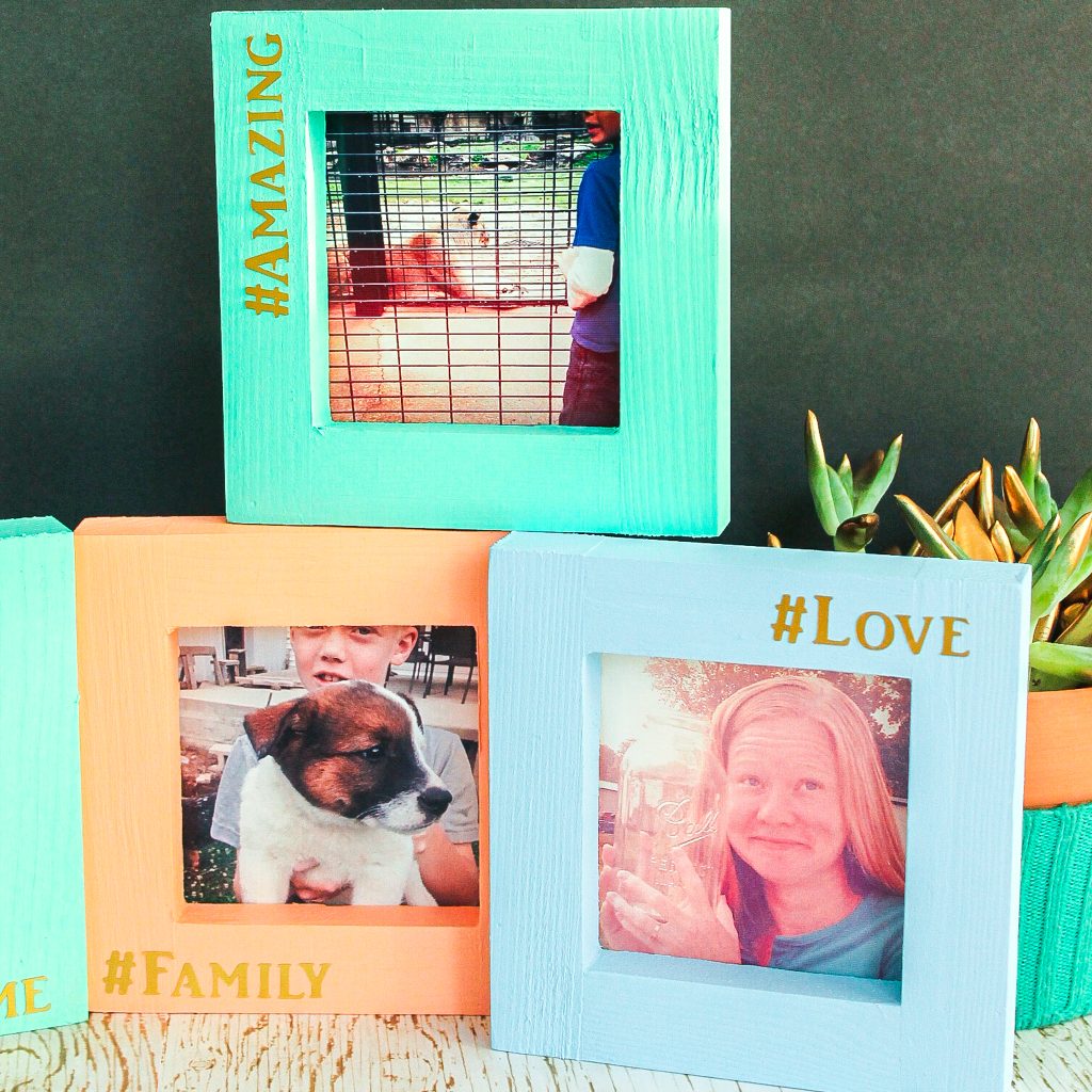 painted frames with gold vinyl