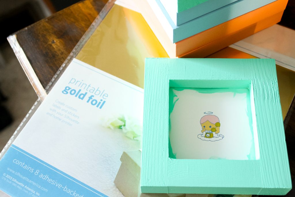 painted frame and gold vinyl