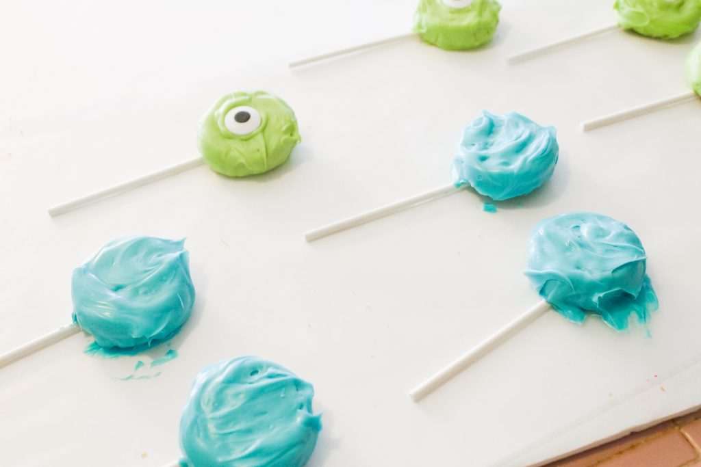 blue and green dipped halloween treats