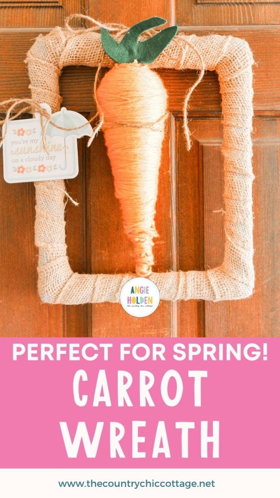 Carrot Spring Wreath -- grab some StyroFoam to make a fun carrot then add to a rectangular wreath. A fun spring wreath that is cute and unique. Sqaure wreath with a carrot for Spring