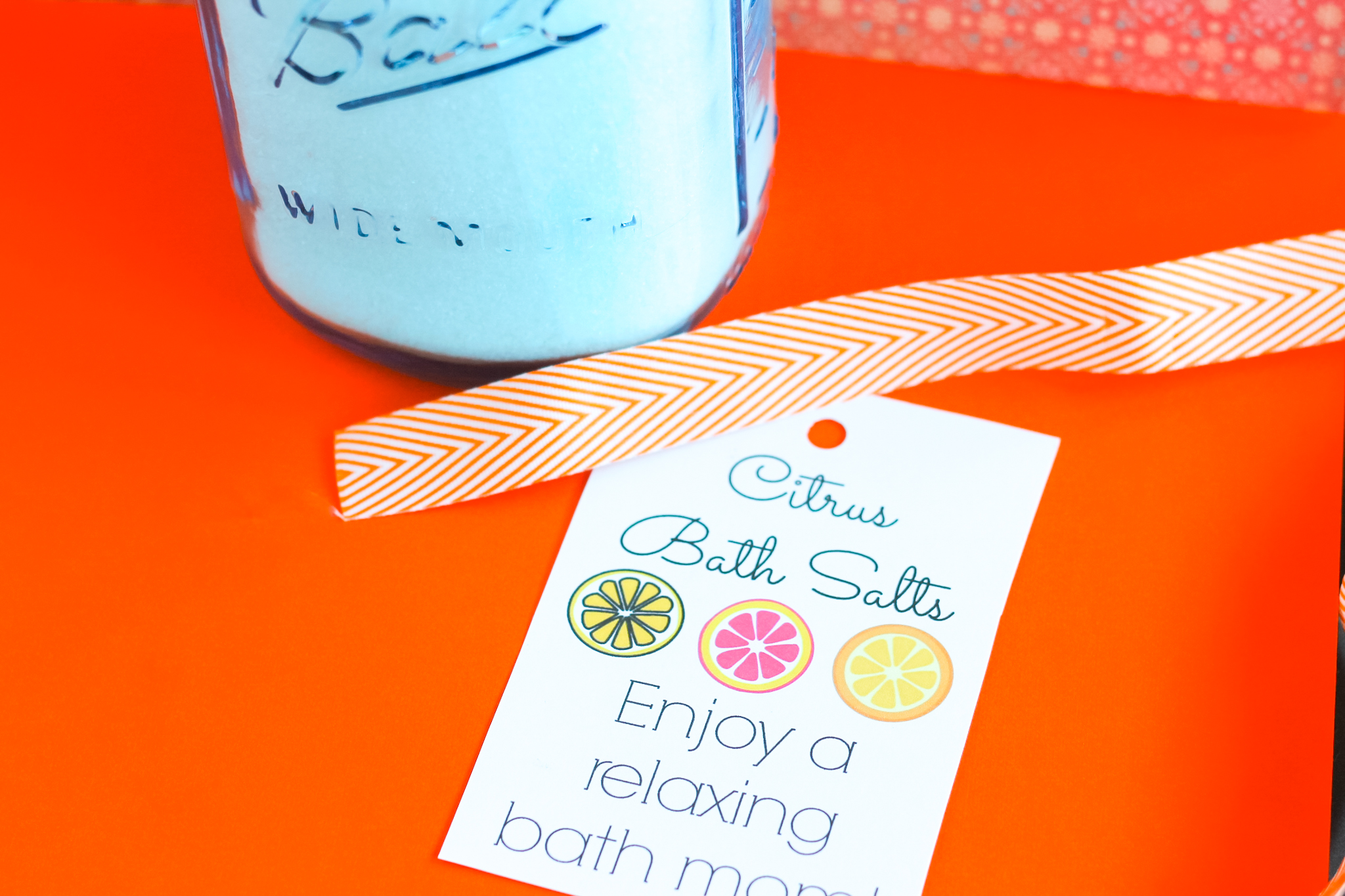 using ribbon and a printed tag for the jar