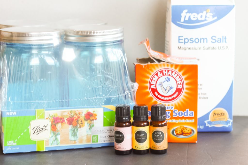 supplies to make bath salts to gift in a jar