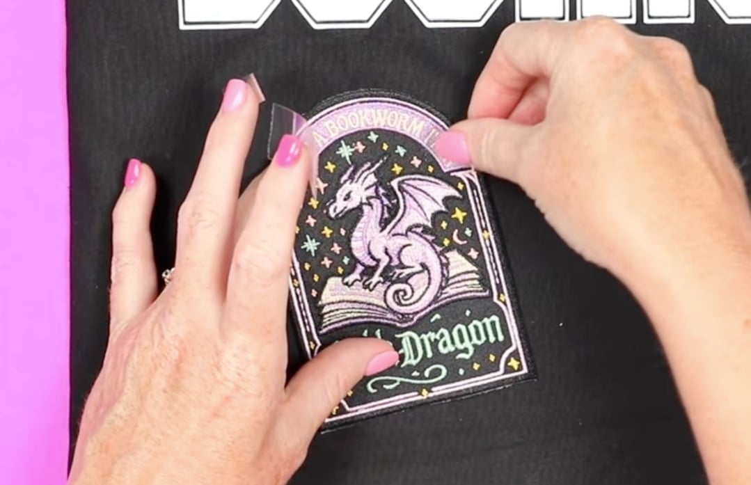 Locate custom patch and tape into place.