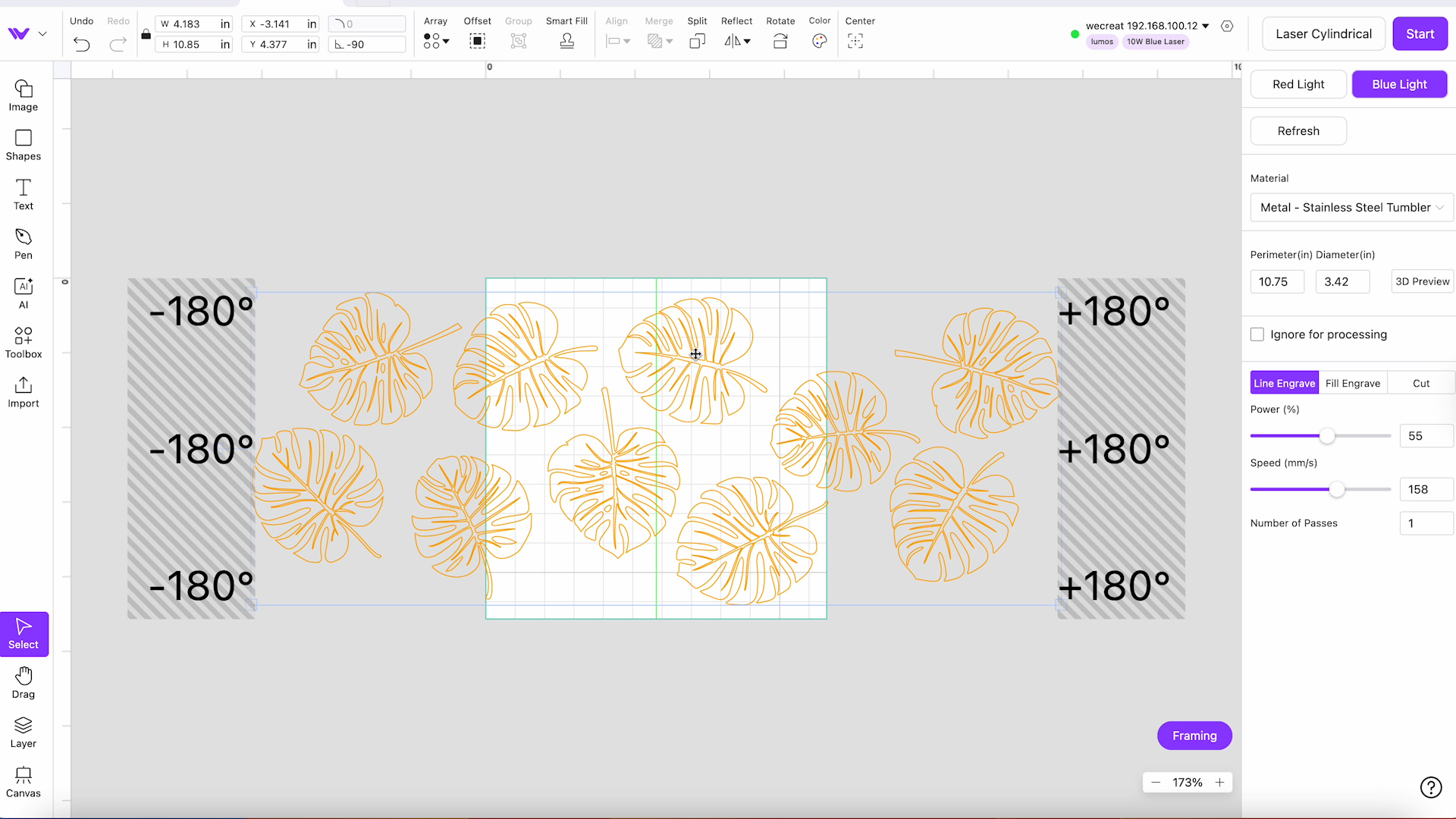 leaf design for tumbler engraving
