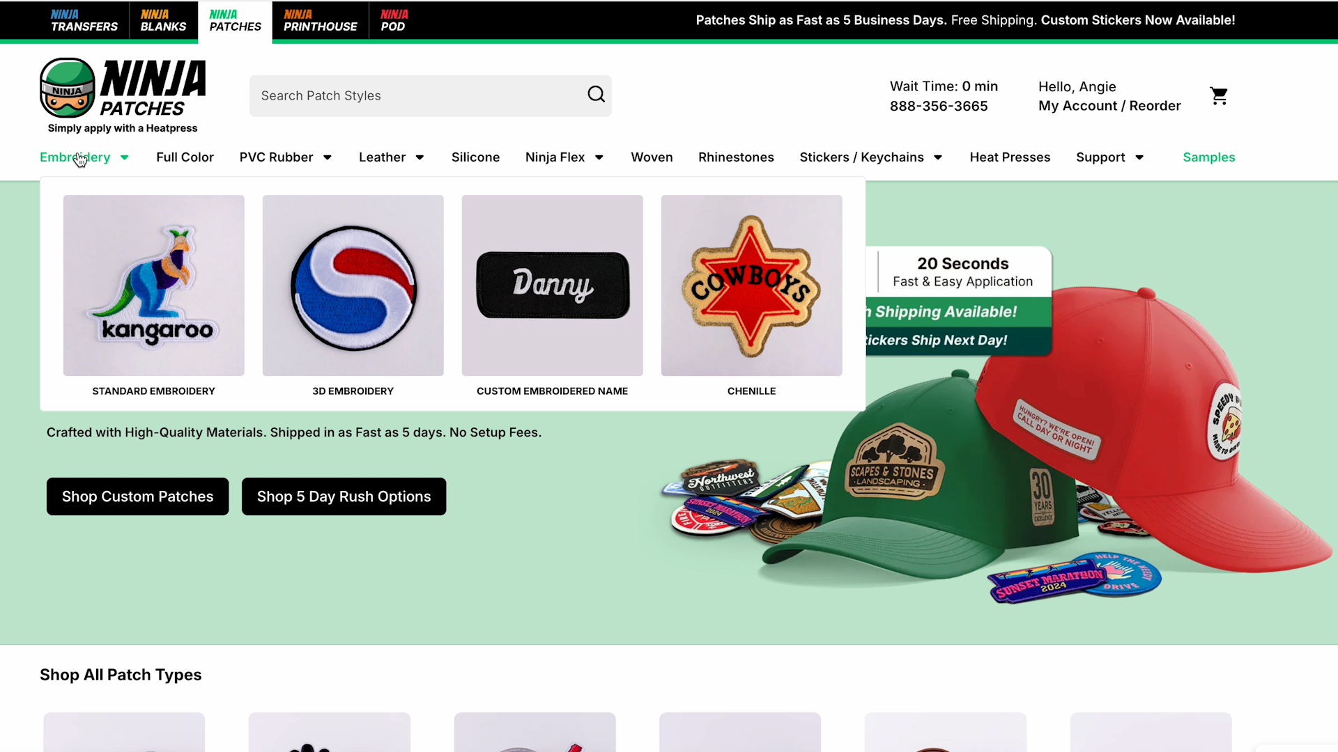 ordering chenille patches from ninja patches