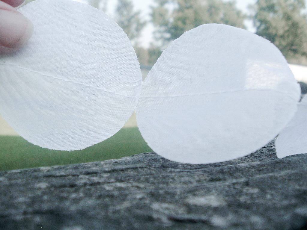 running stitch to attach rose petals