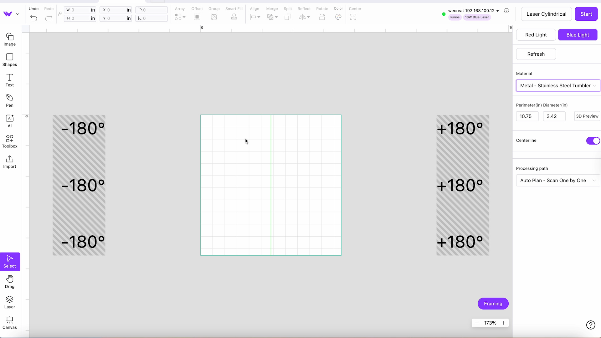 tumbler settings in wecreat makeit