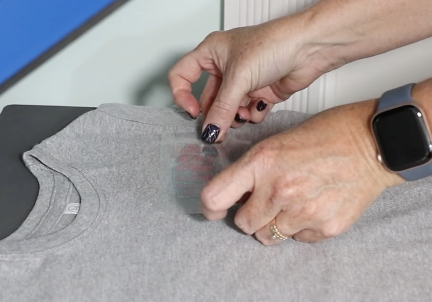 Locate pocket design on shirt.