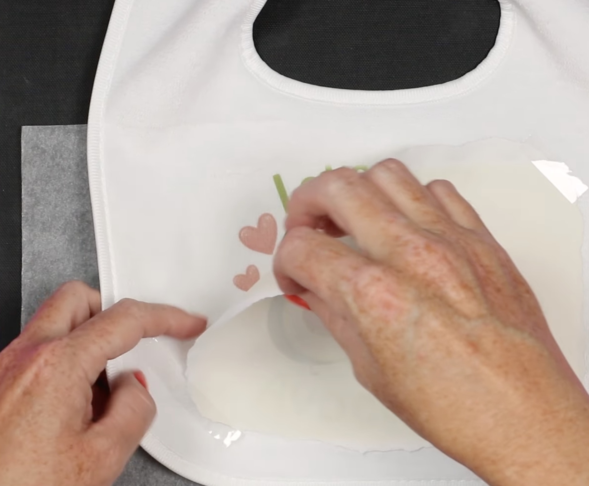 Lift edge of print for a peek test.