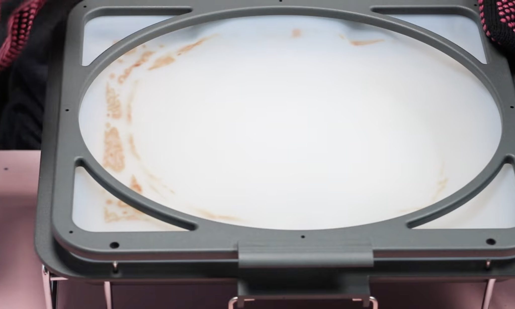 Sublimation ink transferred to the vacuum tray.