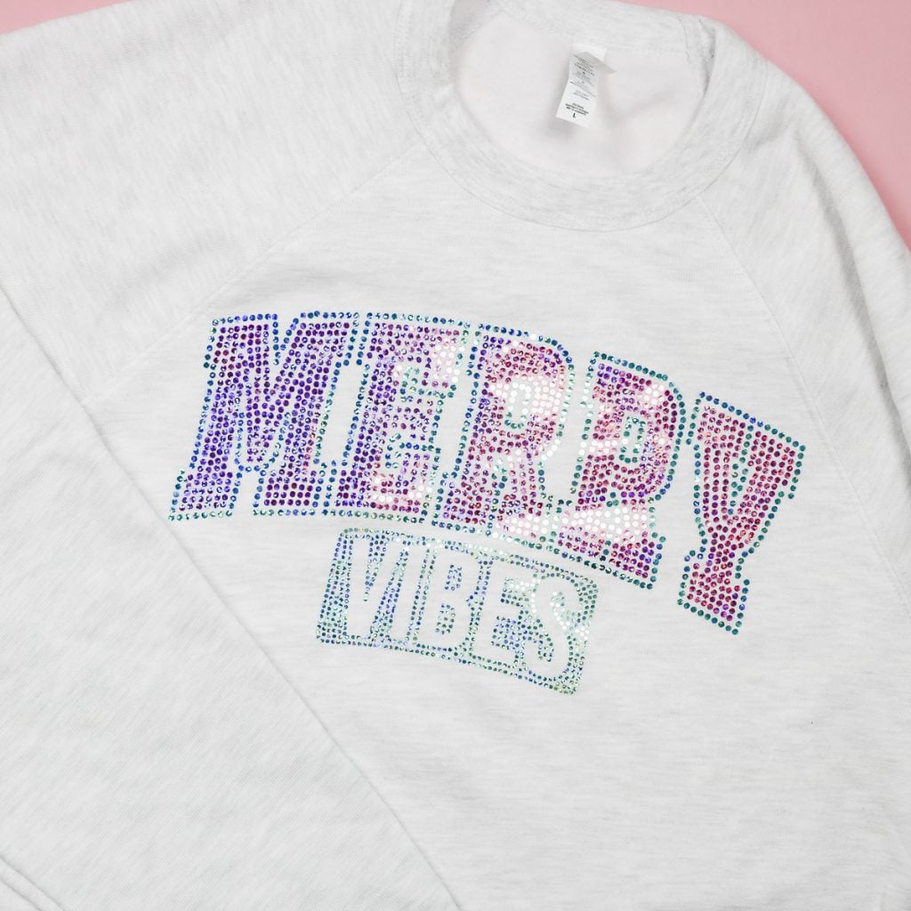 Finished Spangle DTF Merry Vibes shirt!