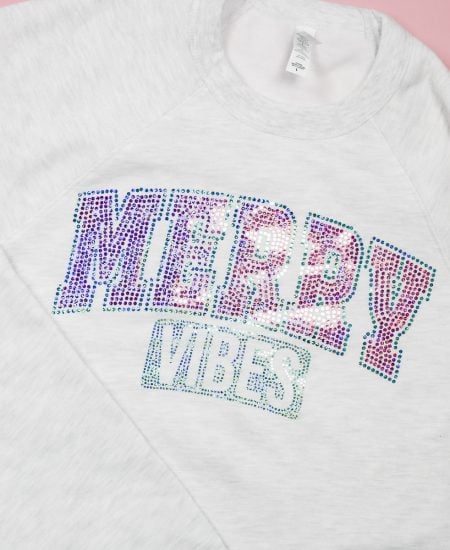 Finished Spangle DTF Merry Vibes shirt!
