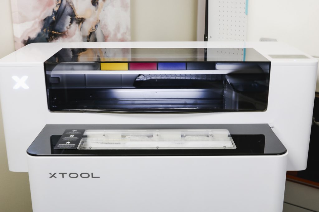 xTool apparel printer and shaker oven.