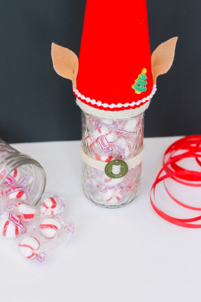 elf jar with felt and embellishments