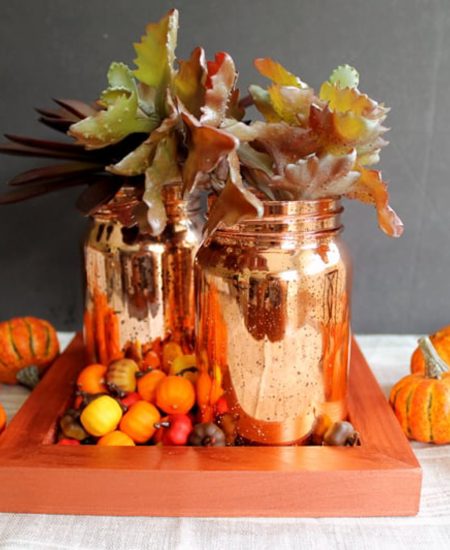 Fall centerpie with faux succulents