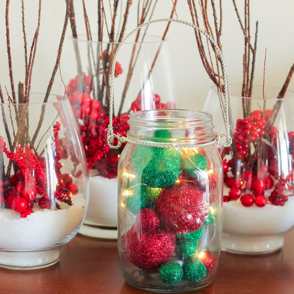 pretty Christmas luminaries made from mason jars
