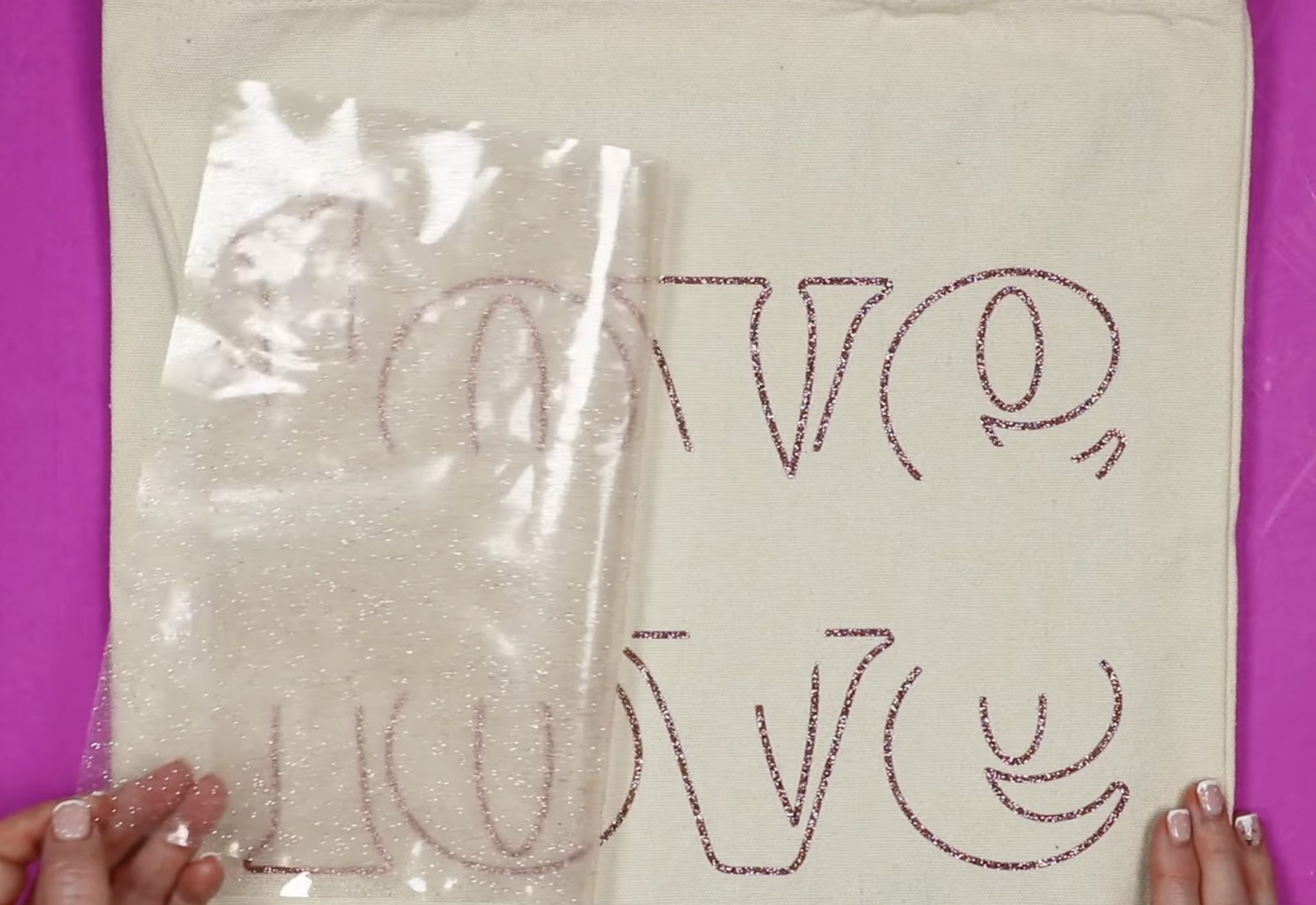 peeling carrier sheet from glitter htv