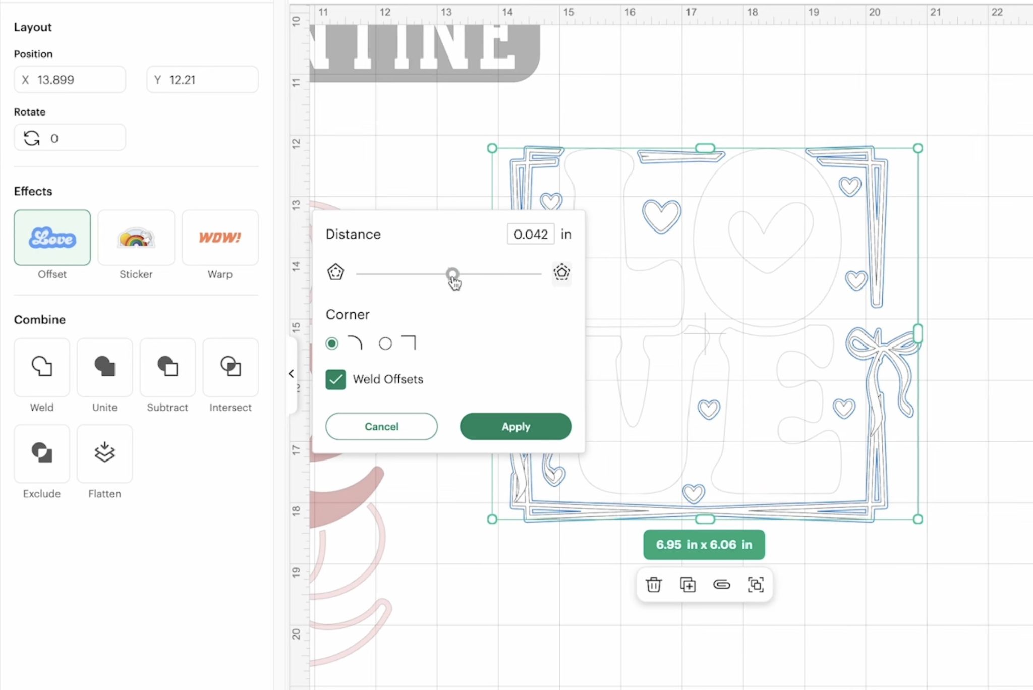 Adjust offset to get desired look.