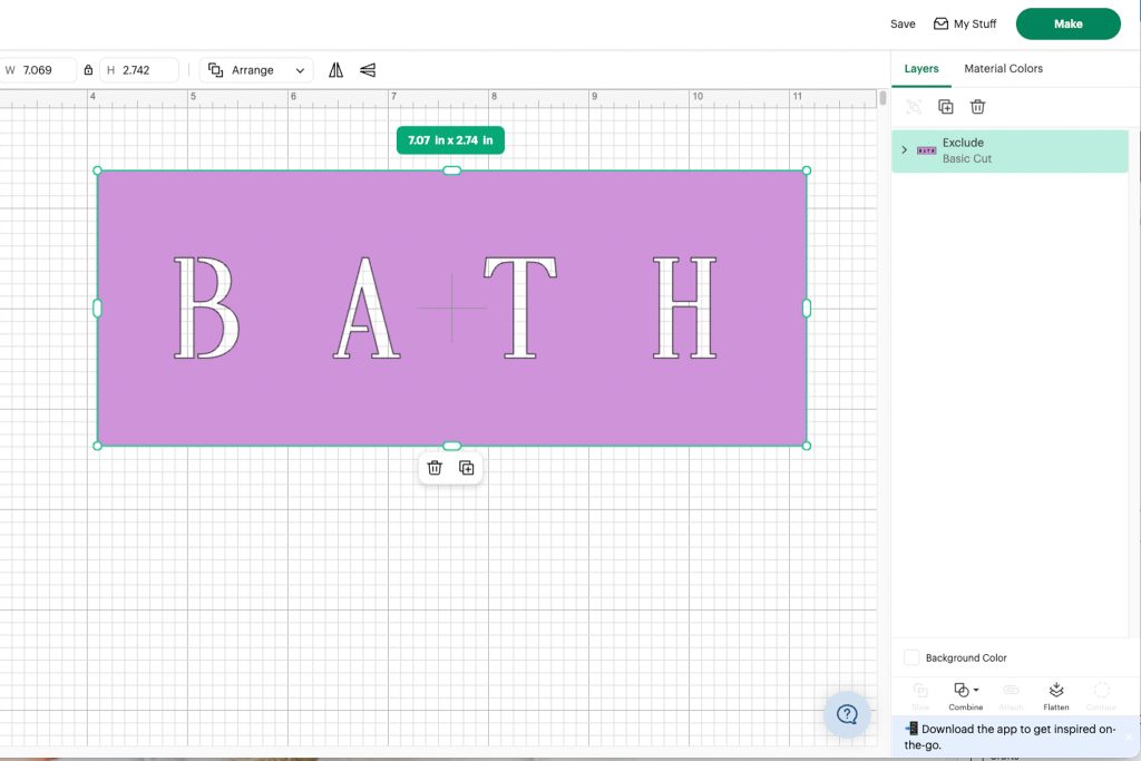 Result from excluding the text from the rectangle