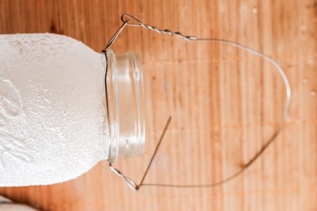 Wire added to the top of a mason jar