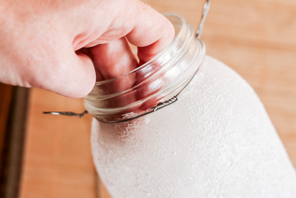 Wire twisted onto painted mason jar