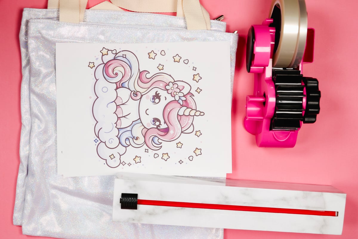 Glitter sublimation tote supplies.
