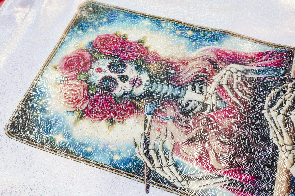 Dark glitter sublimation tote.