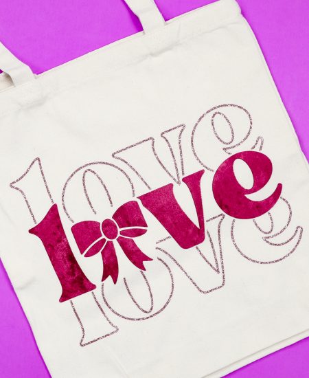 Finished Lush HTV tote with glitter.