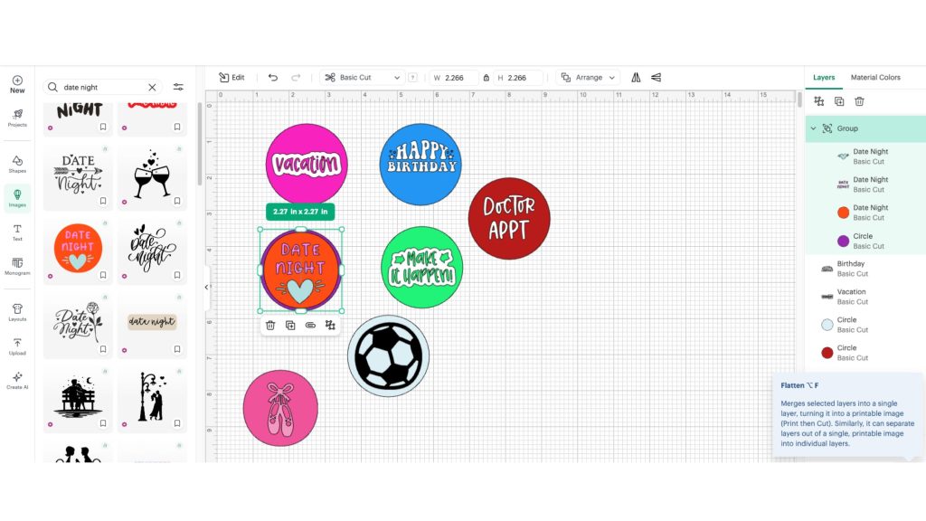 creating stickers to make into magnets