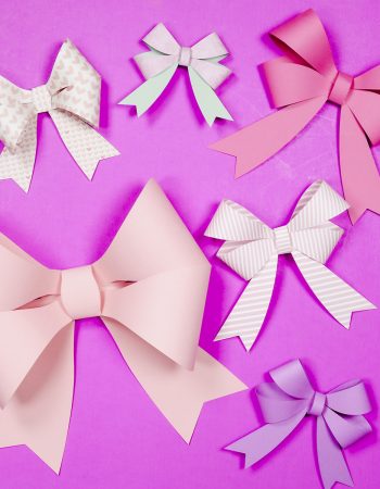 Finished paper bows made with Cricut.