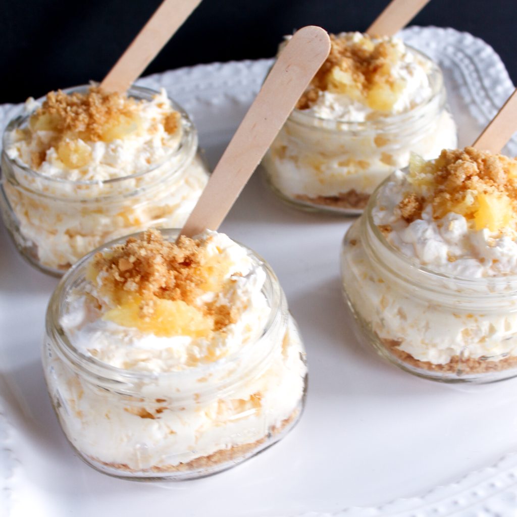 individual pineapple cheesecakes in jars