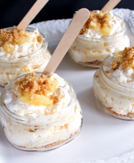 individual pineapple cheesecakes in jars