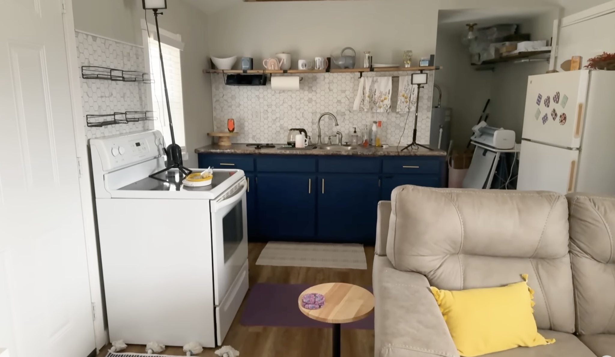 Kitchen area in tiny house craft studio