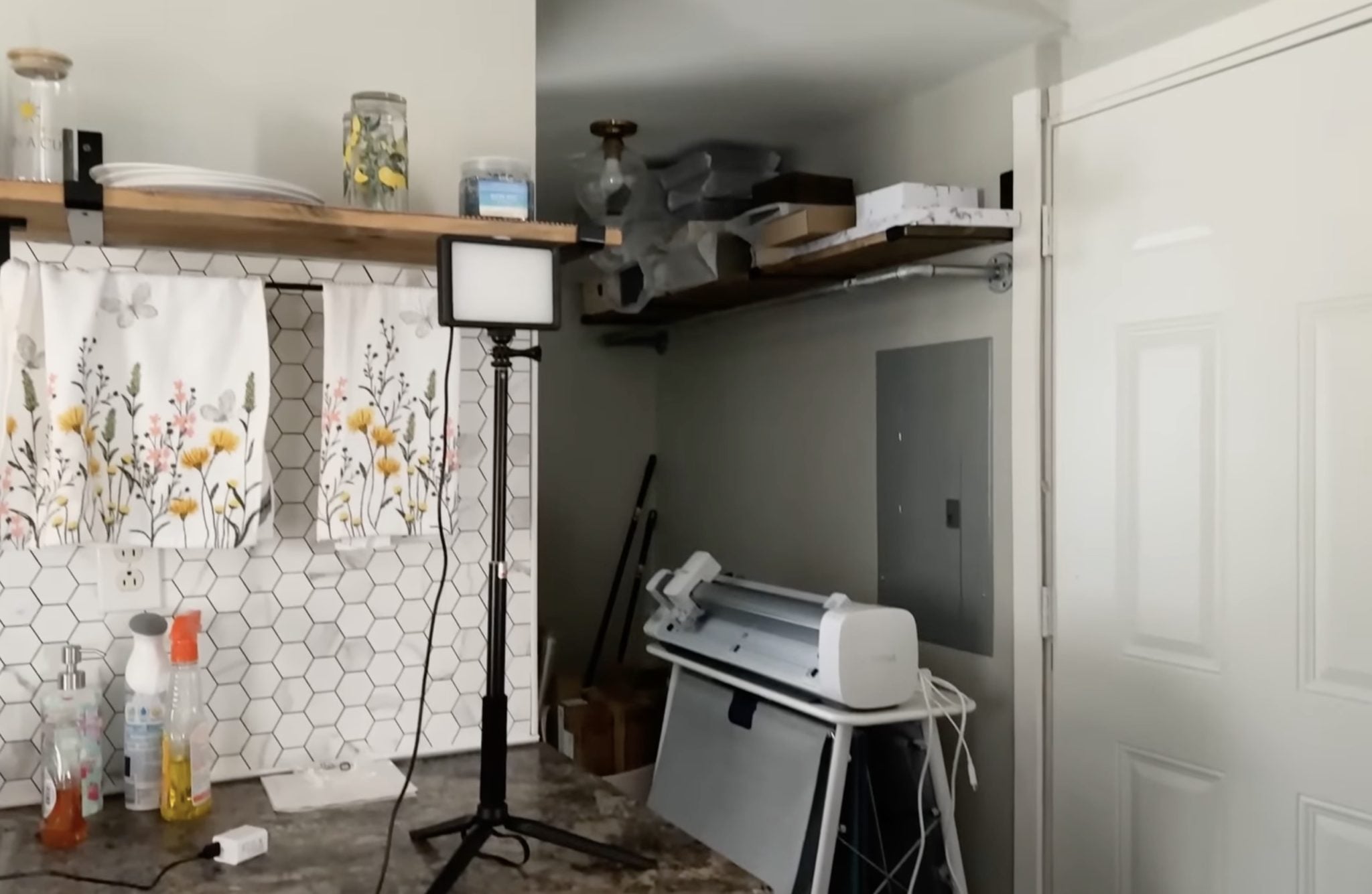 Hallway and Cricut Venture storage.