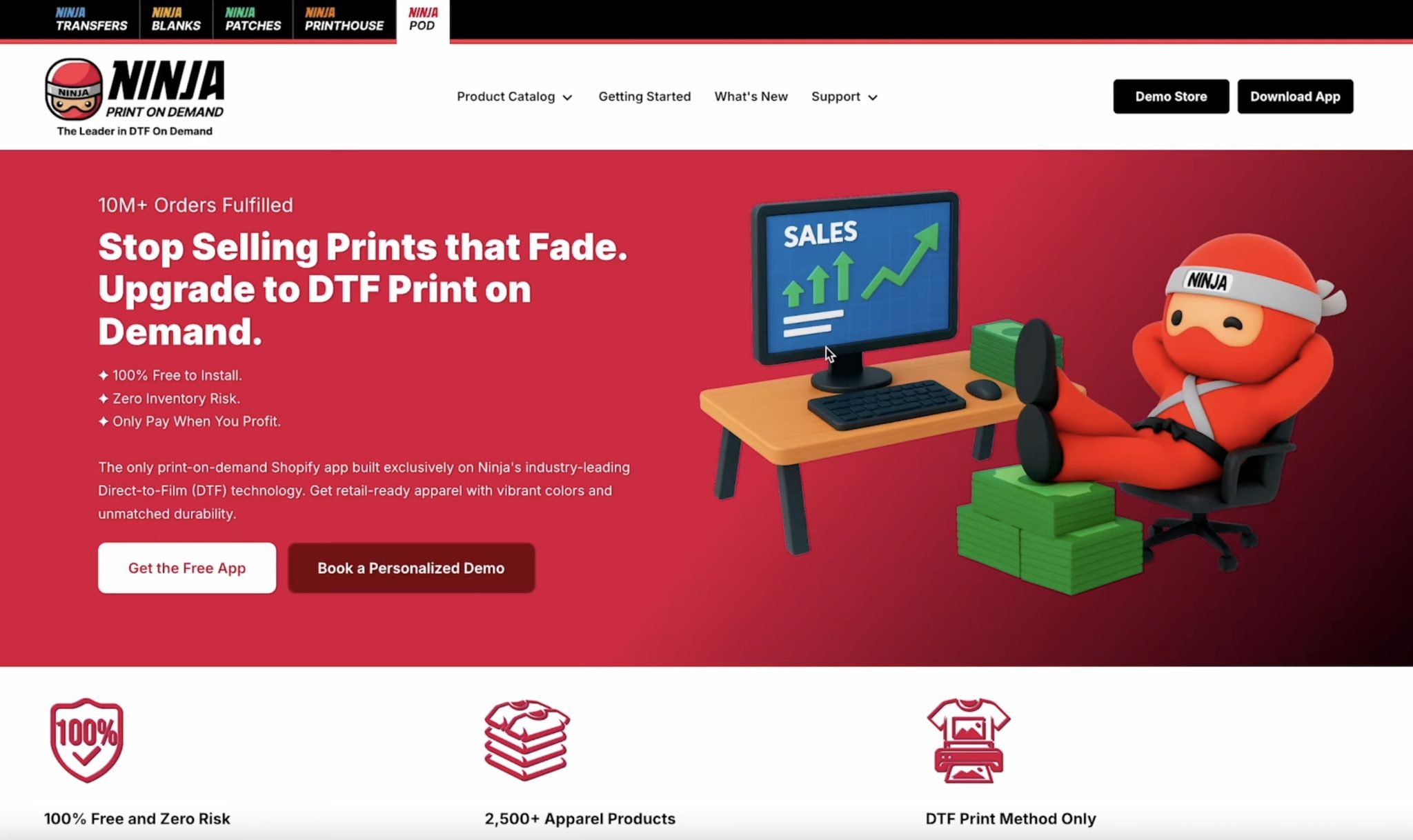 Ninja Print on Demand home page.