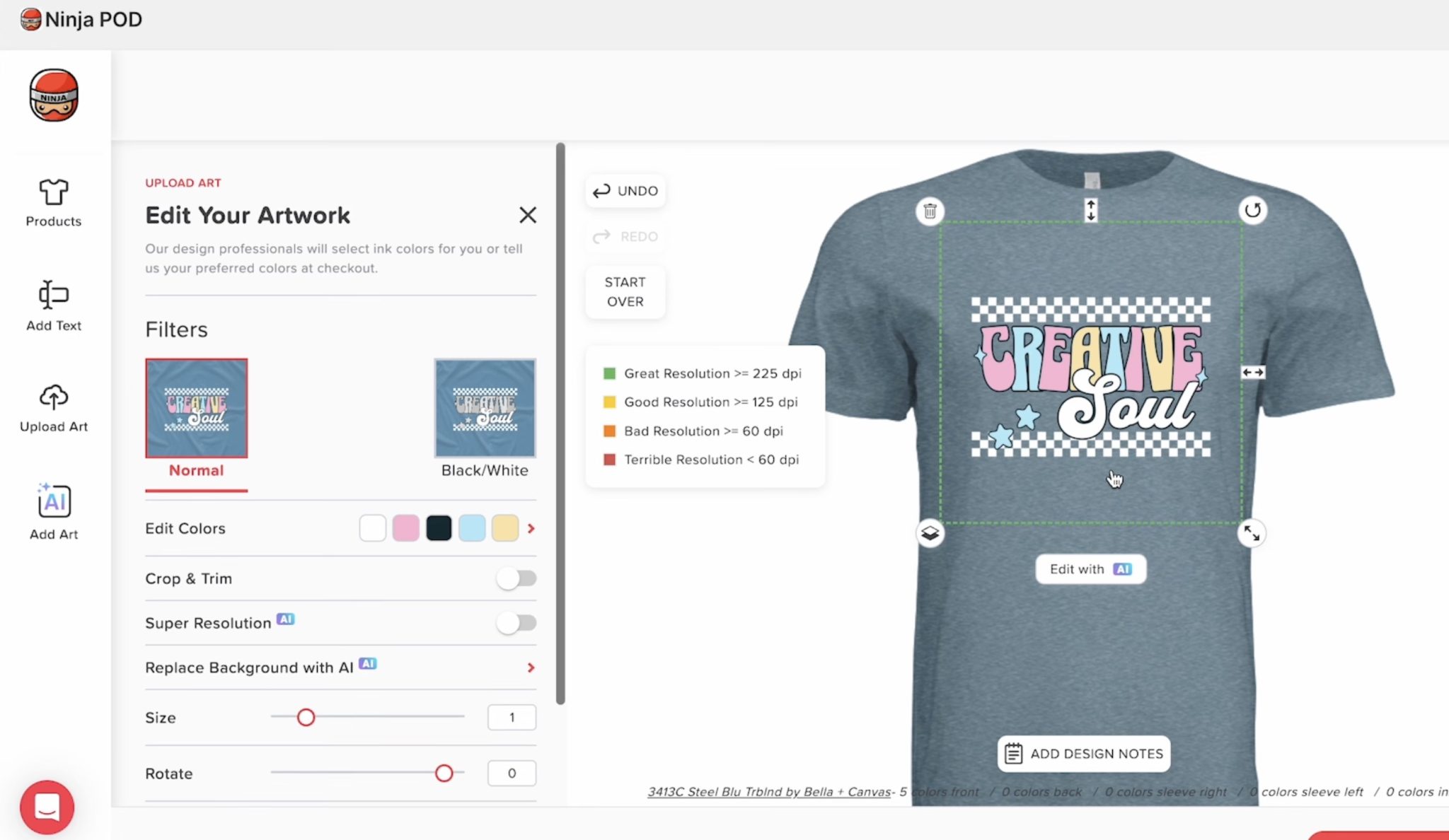 Add design to shirt.