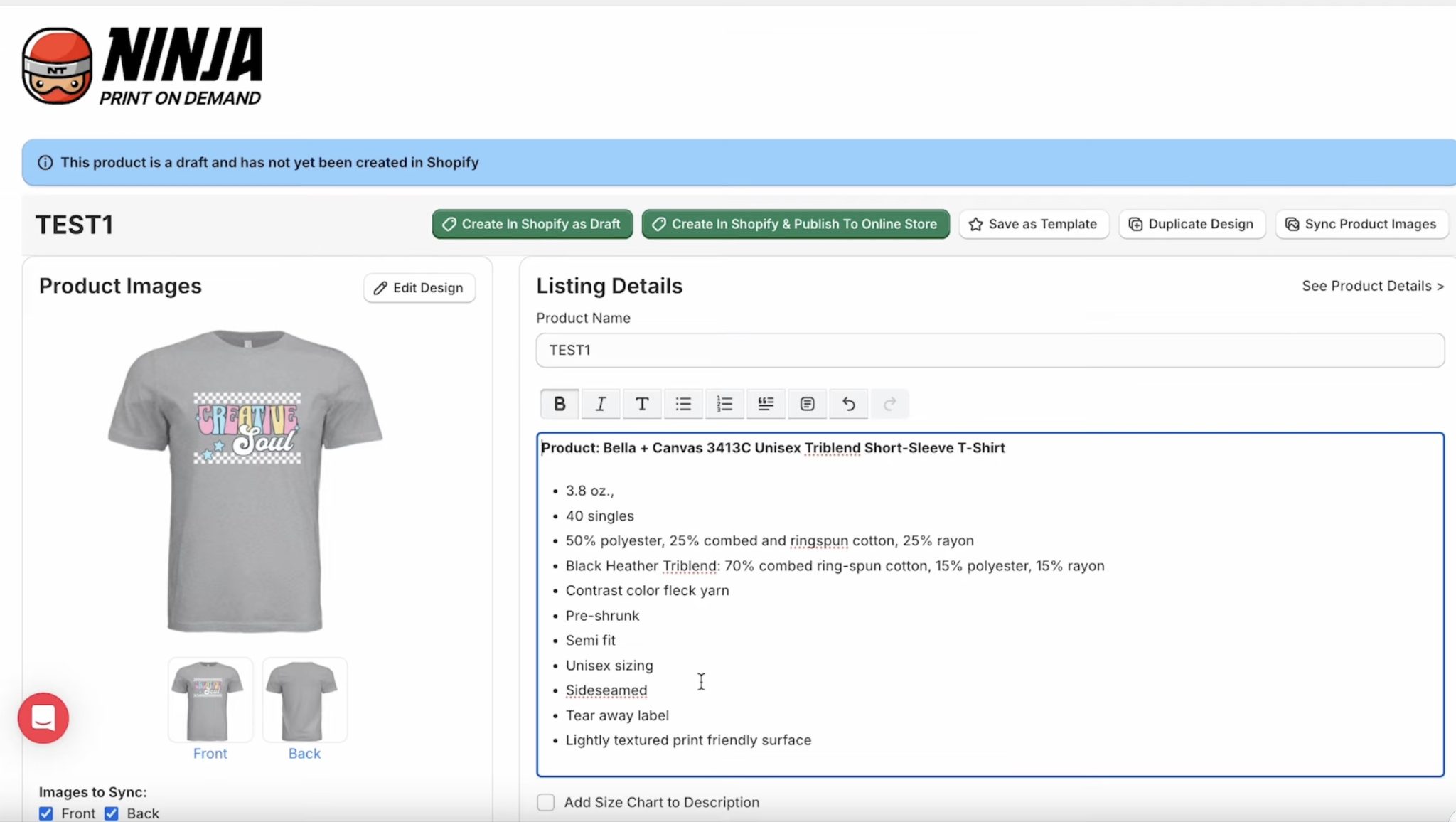 Product description page.