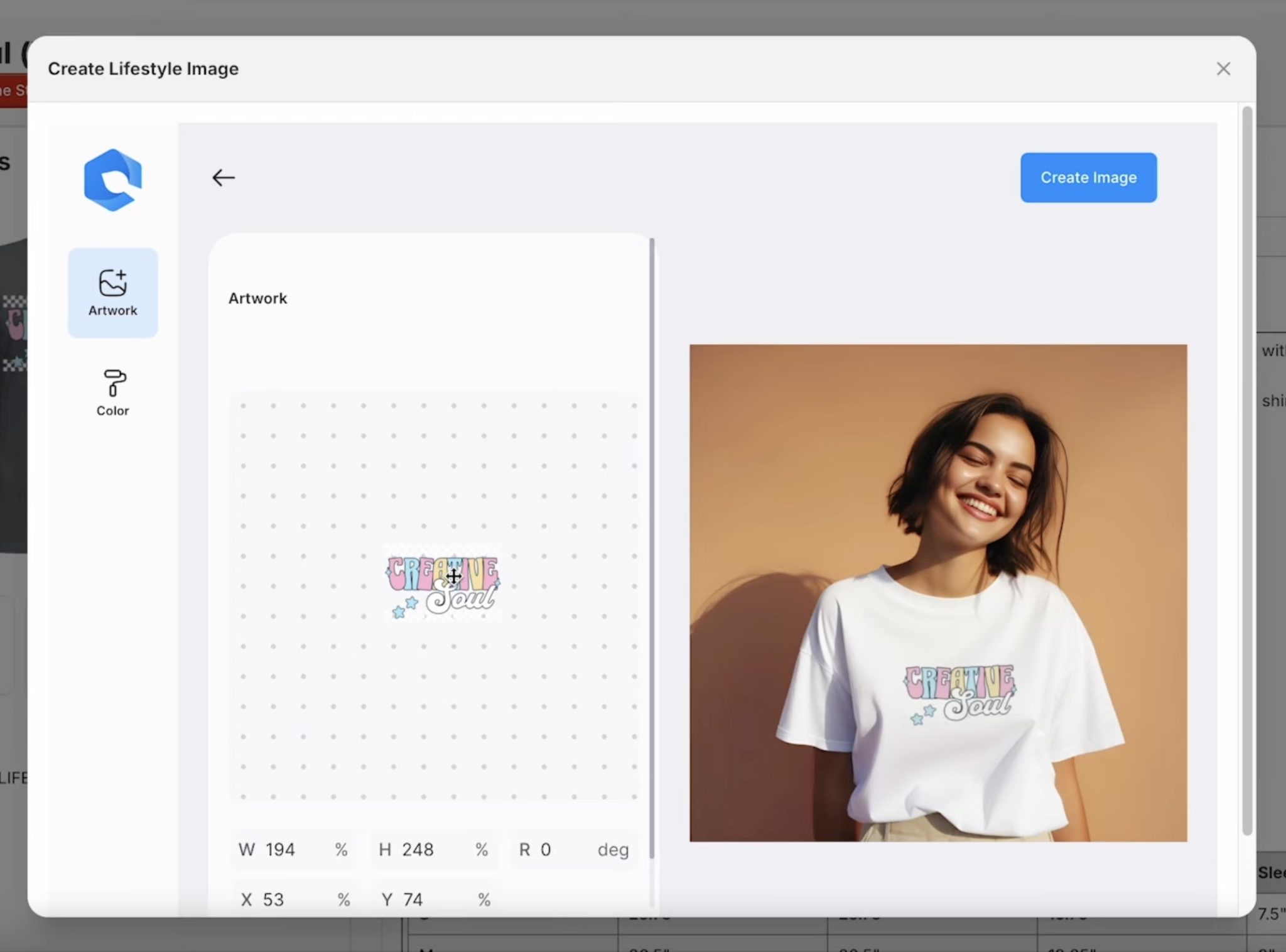 Locate design on mockup image.