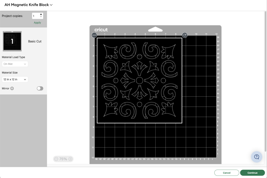 Stencil deisgn on cutting mat