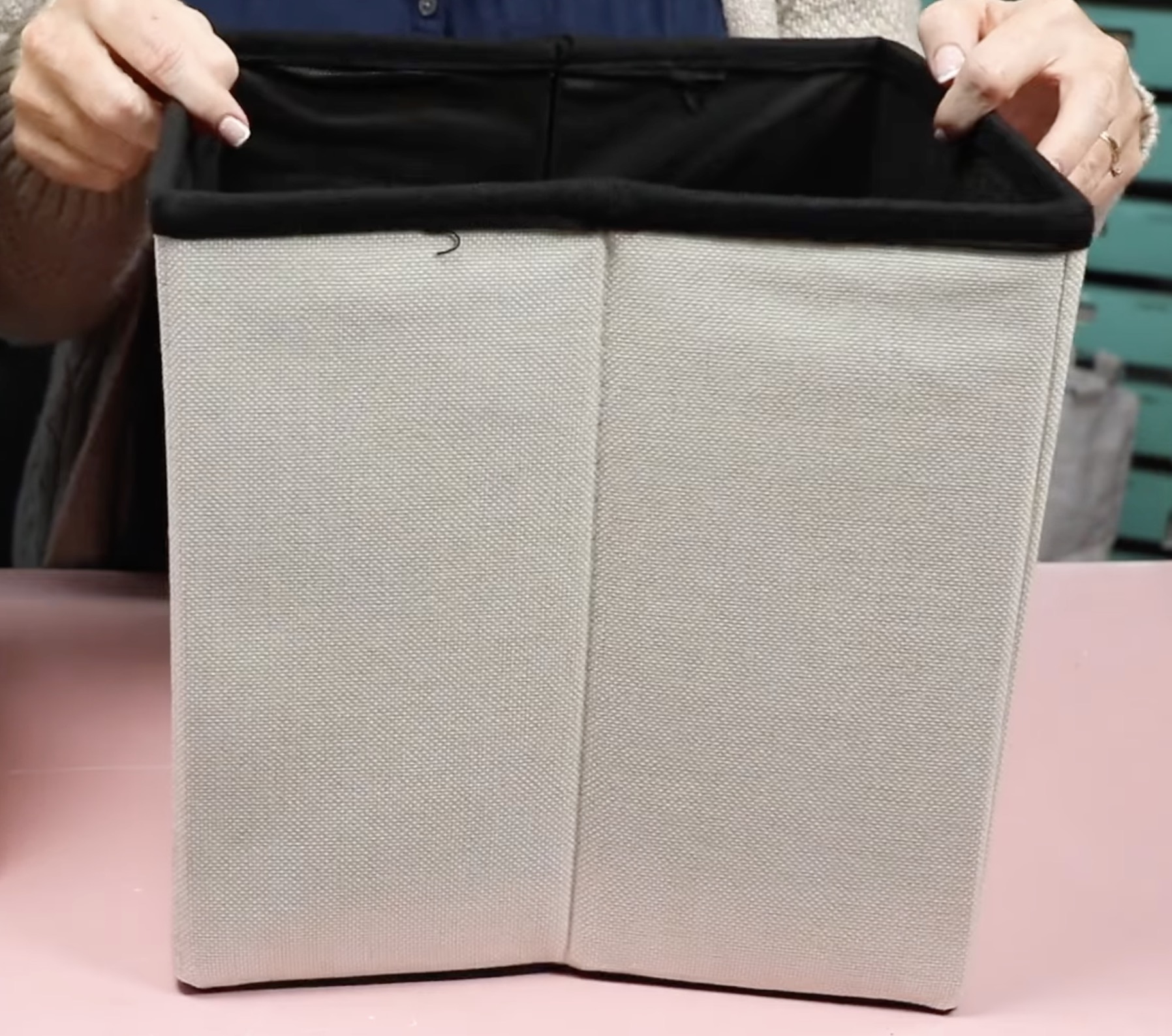 Side of sublimation organization bins.