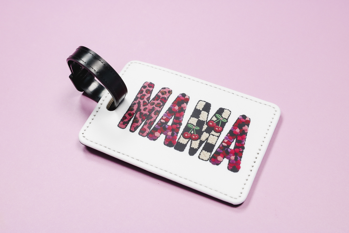 Finished Mama sublimation luggage tag.