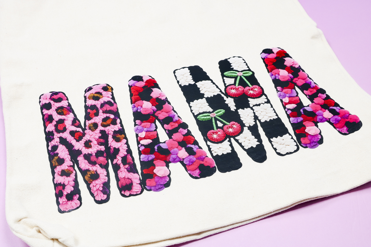 Finished Mama DTF knit look design.