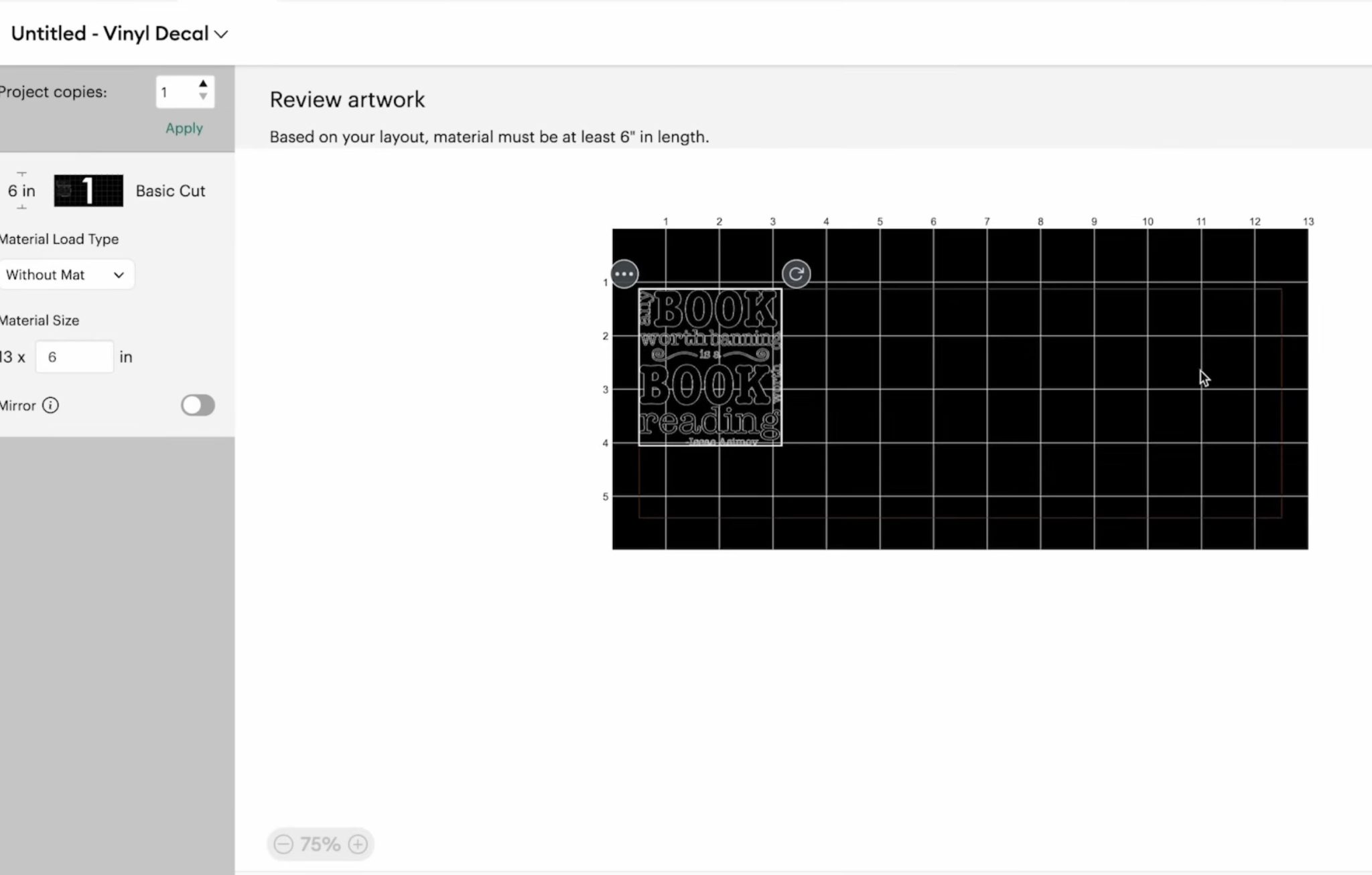 Design on the mat screen.