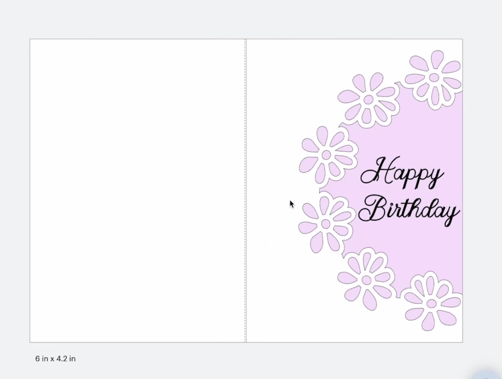 Folded card design in Design Space.