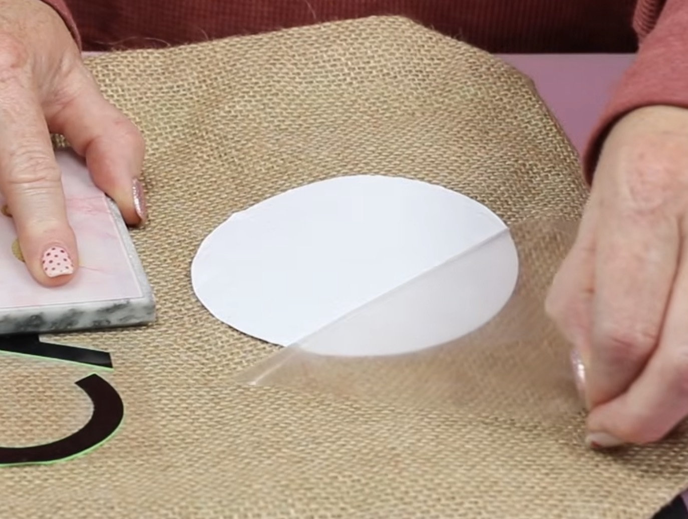 Press first layer of HTV for half the time.