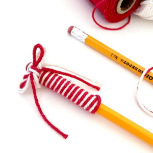 Dr. Seuss Inspired Yarn Wrapped Pencils by 100 Directions